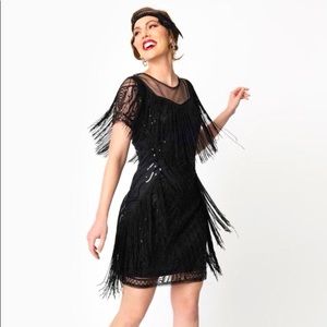 Unique Vintage Black Beaded Flapper Cocktail Dress ✨